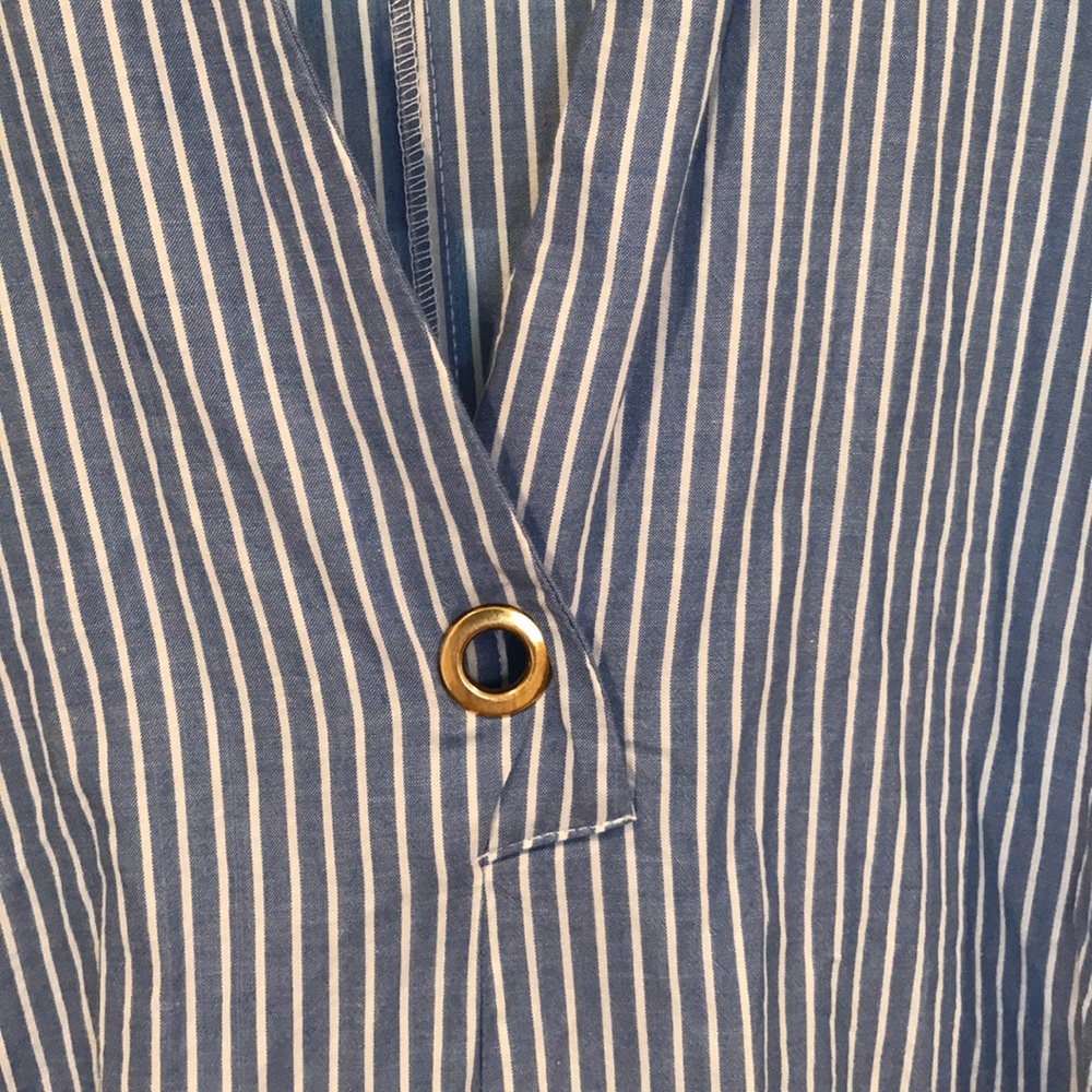 ZARA BLUE AND WHITE PINSTRIPE DRESS WITH LACE SZ S - Picture 3 of 6